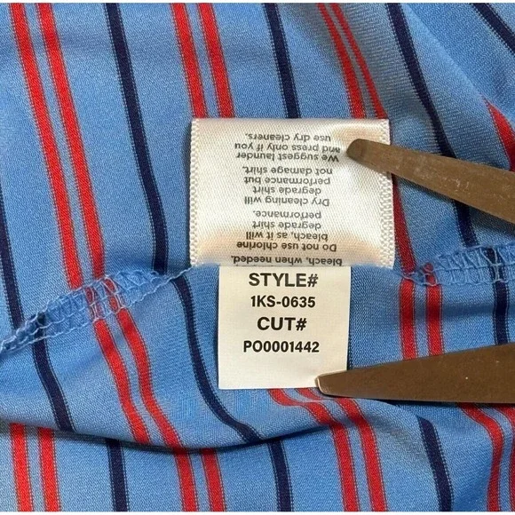 Mizzen + Main Blue Striped Versa Performance‎ Classic Fit Golf Polo Shirt Men XL - Picture 6 of 8